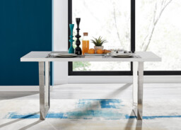 Kylo 160cm Large White High Gloss and Chrome Dining Table - thumbnail 2
