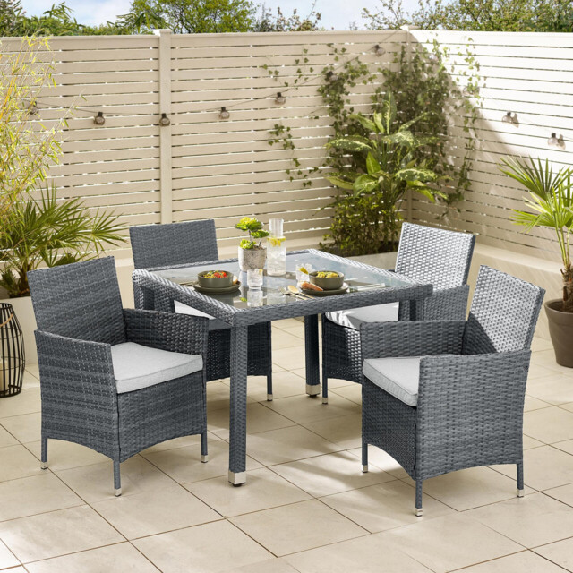 Barbados Grey Rattan 4 Seat Garden Dining Set - image 1