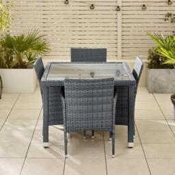 Furniturebox Barbados 4 Seat Garden Dining Set, Rattan in Grey - Size: 100x74x100 cm - thumbnail 7