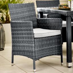 Furniturebox Barbados 4 Seat Garden Dining Set, Rattan in Grey - Size: 100x74x100 cm - thumbnail 5