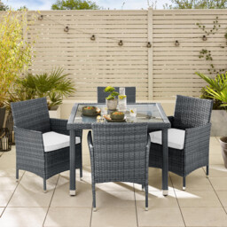 Barbados Grey Rattan 4 Seat Garden Dining Set - thumbnail 2