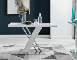 Sorrento 4 White High Gloss And Chrome Dining Table And 4 Lorenzo Chairs Set - thumbnail 3
