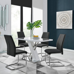 Sorrento 4 White High Gloss And Chrome Dining Table And 4 Lorenzo Chairs Set - thumbnail 2