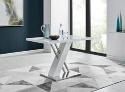 Sorrento 4 White High Gloss And Chrome Dining Table And 4 Lorenzo Chairs Set - thumbnail 4