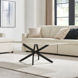 Leonardo Rectangular White Marble Glass and Black Coffee Table - thumbnail 3