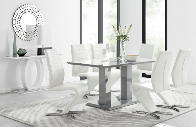 Imperia 6 Grey Dining Table and 6 Willow Chairs - image 1