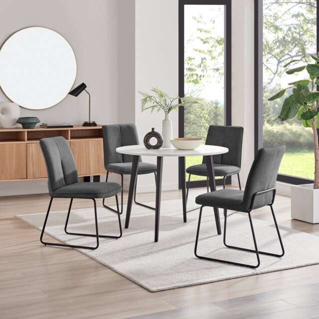 Koko White Melamine Round Dining Table & 4 Halle Chairs - image 1