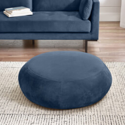 Otis Midnight Blue Velvet Footstool - thumbnail 2