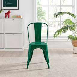 2x Colton Dark Green 'Tolix' Style Metal Dining Chairs - thumbnail 3