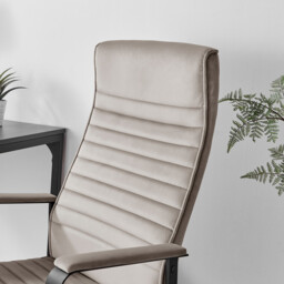 Centro Cappuccino Beige Velvet Swivel Office Chair - thumbnail 4