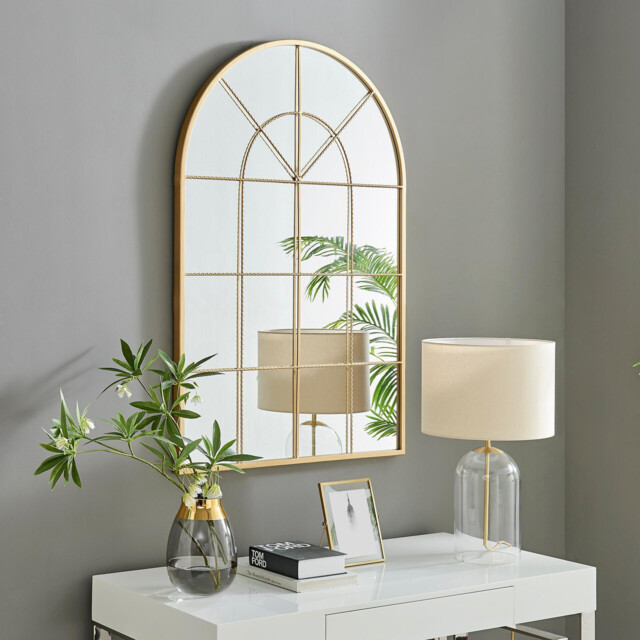 Zeus Gold Large Arch Window Mirror - image 1