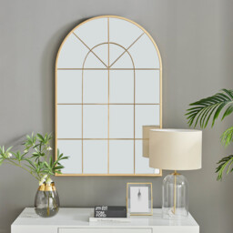 Zeus Gold Large Arch Window Mirror - thumbnail 3