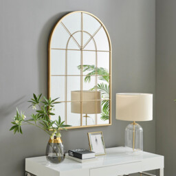 Zeus Gold Large Arch Window Mirror - thumbnail 1