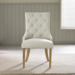 2x Belgravia Beige Fabric Dining Chairs With Oak Effect Legs - thumbnail 4