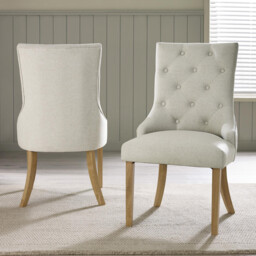 2x Belgravia Beige Fabric Dining Chairs With Oak Effect Legs - thumbnail 2