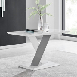 Monza Rectangular White and Grey High Gloss 4 Seater Dining Table