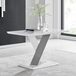 Monza Rectangular White and Grey High Gloss 4 Seater Dining Table - thumbnail 1