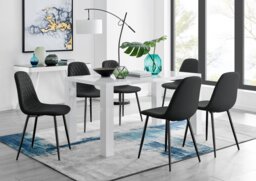 Pivero 6 White Table & 6 Corona Black Leg Chairs - thumbnail 1