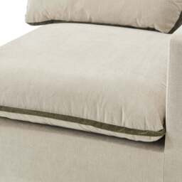 Furniturebox Echo & Green Linen-Look Trim Fabric 5 Seater L-Shaped Modular Corner Sofa in Cream - Size: 280x83x362 cm - thumbnail 3