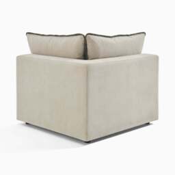 Furniturebox Echo & Green Linen-Look Trim Fabric 5 Seater L-Shaped Modular Corner Sofa in Cream - Size: 280x83x362 cm - thumbnail 7
