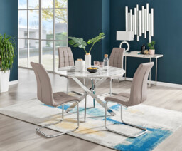 Novara White Marble 120cm Round Dining Table & 4 Murano Chairs - thumbnail 2