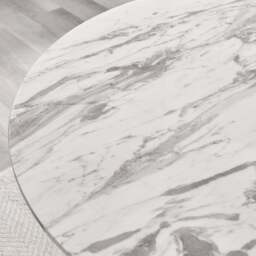 Furniturebox Palma White Marble Effect Round Dining Table & 4 Pesaro Silver Chairs, Velvet/Metal/Engineered Wood in Grey - Size: 53x87x63 cm - thumbnail 4