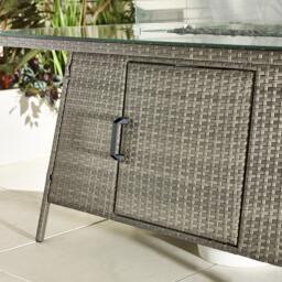 Furniturebox Marbella 6 Seat Garden Dining Table with Firepit, Rattan in Grey - Size: 100x74x150 cm - thumbnail 8