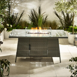 Marbella Grey Rattan 6 Seat Garden Dining Table with Firepit - thumbnail 4