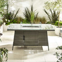 Marbella Grey Rattan 6 Seat Garden Dining Table with Firepit - thumbnail 3