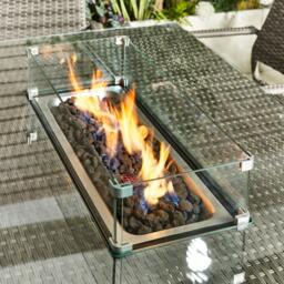 Furniturebox Marbella 6 Seat Garden Dining Table with Firepit, Rattan in Grey - Size: 100x74x150 cm - thumbnail 5