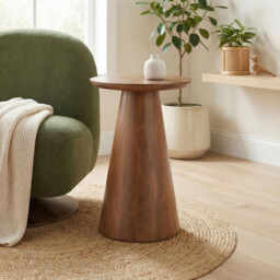 Etna Round Walnut Wood Side Table - thumbnail 1