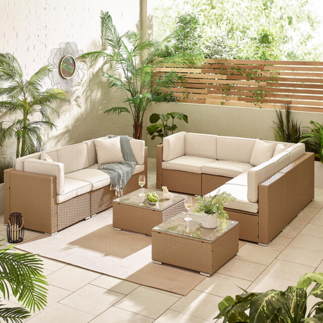 Orlando Beige Rattan & Cream 8 Seat Modular Garden Sofa - image 1