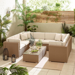Orlando Beige Rattan & Cream 8 Seat Modular Garden Sofa - thumbnail 4
