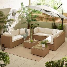 Furniturebox Orlando Beige & Cream 8 Seat Modular Garden Sofa, Rattan in Beige/Cream - Size: 72x75x72 cm - thumbnail 2