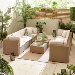 Furniturebox Orlando Beige & Cream 8 Seat Modular Garden Sofa, Rattan in Beige/Cream - Size: 72x75x72 cm - thumbnail 5