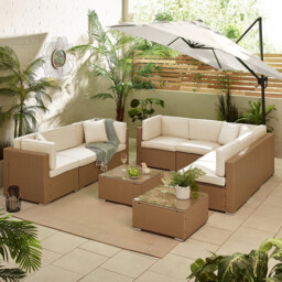 Orlando Beige Rattan & Cream 8 Seat Modular Garden Sofa - thumbnail 2