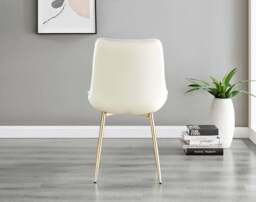 Furniturebox Novara Gold Round Dining Table and 4 Pesaro Gold Leg Chairs, Tempered Glass/Metal/Glass in Cream - Size: 53x87x63 cm - thumbnail 8