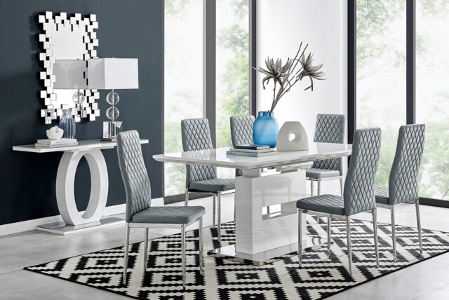 Arezzo Large Extending Dining Table and 6 Milan Chairs - image 1