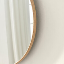 Inga Oak Wood Medium Round 80cm Wall Mirror - thumbnail 3