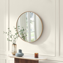 Inga Oak Wood Medium Round 80cm Wall Mirror - thumbnail 1