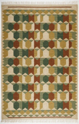 Liv Green, Red & Yellow Kilim Patterned Rug - thumbnail 3