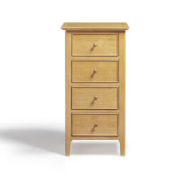 Belle 4 Drawer Tall Solid Oak Slim Chest of Drawers - thumbnail 3