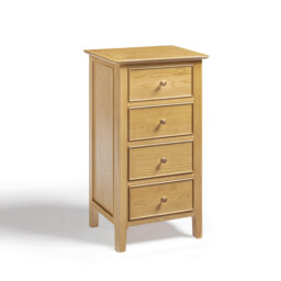 Belle 4 Drawer Tall Solid Oak Slim Chest of Drawers - thumbnail 2