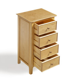 Belle 4 Drawer Tall Solid Oak Slim Chest of Drawers - thumbnail 4