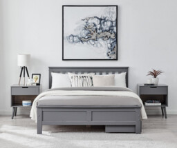 Azure Grey Solid Pine Double Bed Frame + Windsor Mattress + 2 Drawers - thumbnail 2