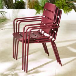Furniturebox Leros Red 6 Seat Garden Dining Set, Metal in Berry - Size: 90x73x160 cm - thumbnail 9