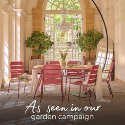 Furniturebox Leros Red 6 Seat Garden Dining Set, Metal in Berry - Size: 90x73x160 cm - thumbnail 3