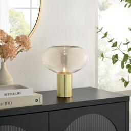 Furniturebox Sarah Glass and Table Lamp, Metal in Brass - Size: 23x25x23 cm - thumbnail 1
