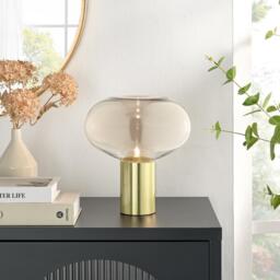 Furniturebox Sarah Glass and Table Lamp, Metal in Brass - Size: 23x25x23 cm - thumbnail 2