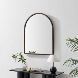 Valerie Walnut Wood Medium 100x80cm Overmantle Arch Mirror